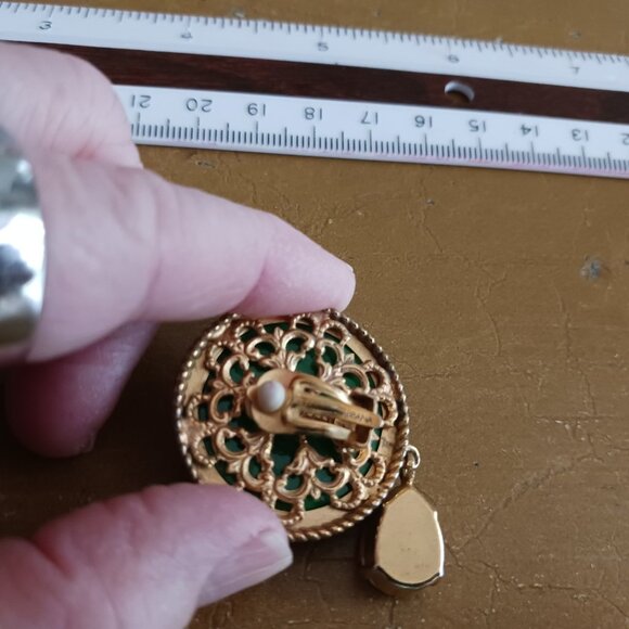 Dolce & Gabbana Red Green Yellow Green Flower Drop Dangle Clip On - Picture 5 of 5